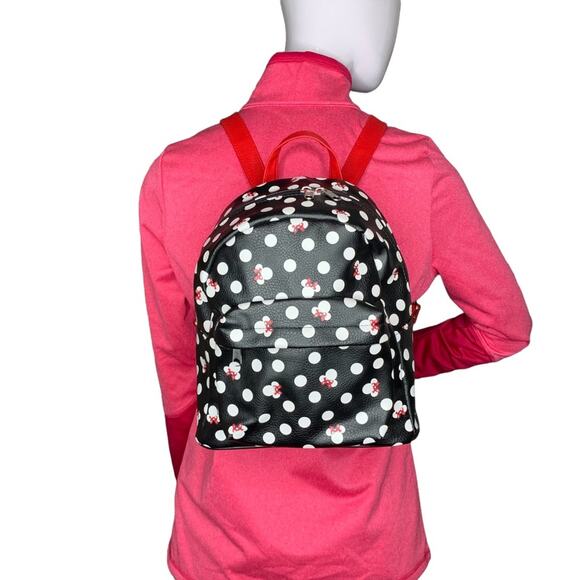Disney Parks Original Minnie Backpack Black and White Polkadot and Red S… - Picture 4 of 12